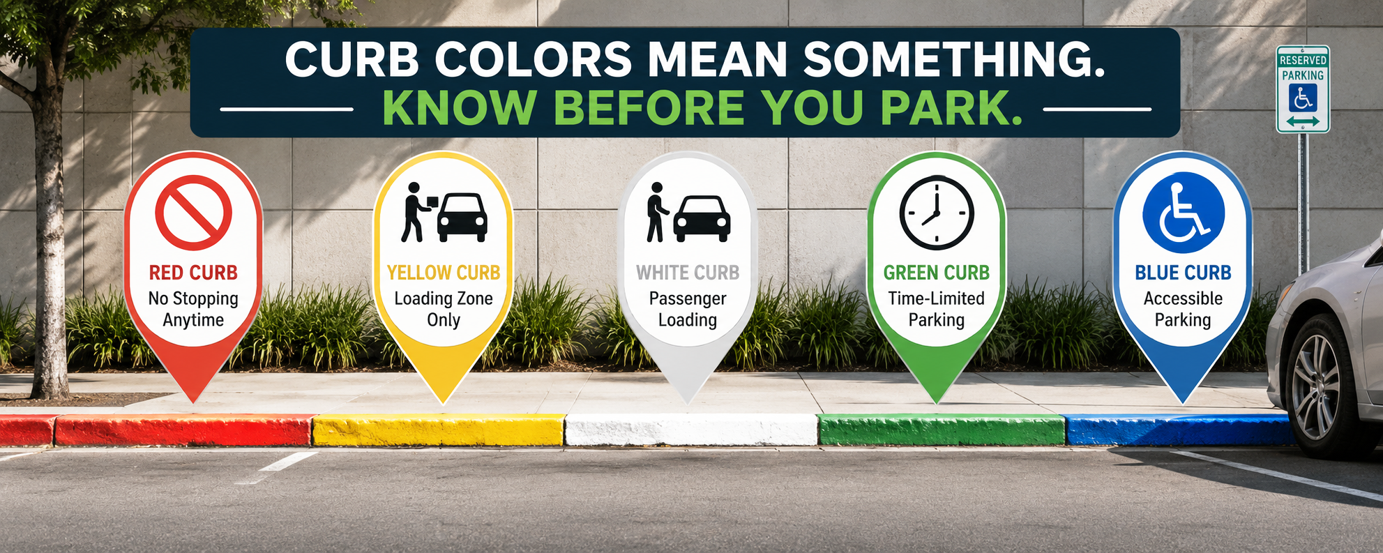 What Do Red, Yellow, White, Green, and Blue Curbs Mean?