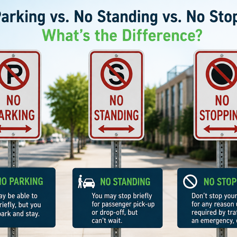 No Parking vs No Standing vs No Stopping street parking signs