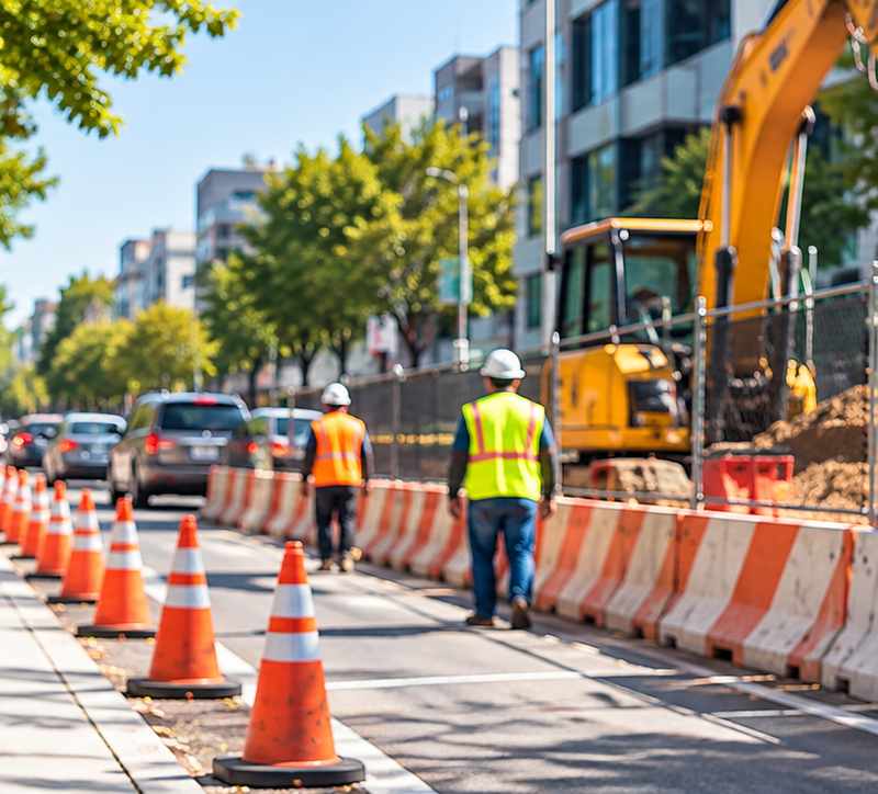 Construction zone parking with temporary no parking sign