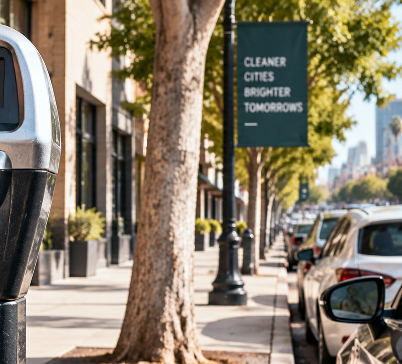 Expired parking meter on a city street